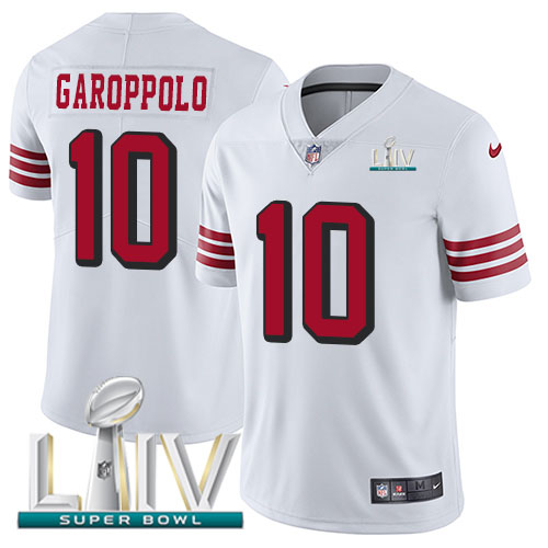 San Francisco 49ers Nike #10 Jimmy Garoppolo White Super Bowl LIV 2020 Rush Youth Stitched NFL Vapor Untouchable Limited Jersey->youth nfl jersey->Youth Jersey